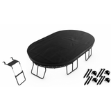 Bild in Galerie-Viewer laden, A black trampoline cover, a set of four trampoline ground anchors, and a FlexrStep